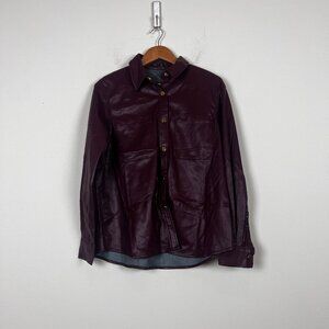 2/$20 MOTF Brown Vegan Leather Shirt Jacket XS